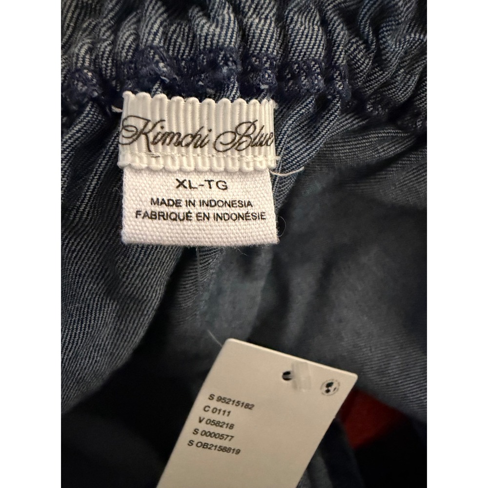 NWT Kimchi Blue Marley Denim Top Womens XL Blue Bow Smocked Coquette Cottagecore - Picture 5 of 10